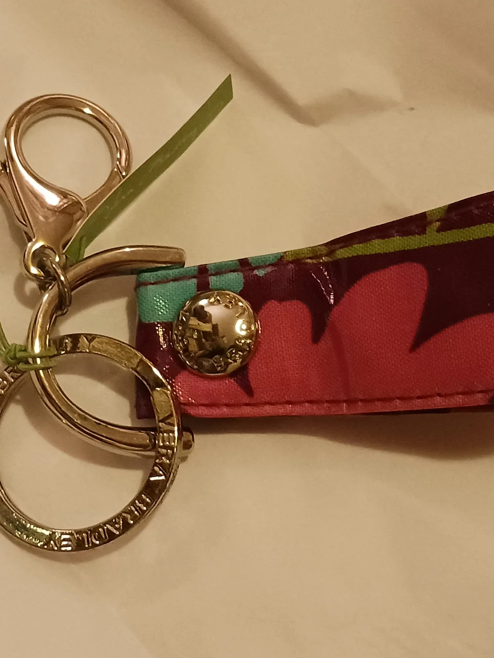 Vera Bradley Pink Key Fob Loop Keychain in Flutterby